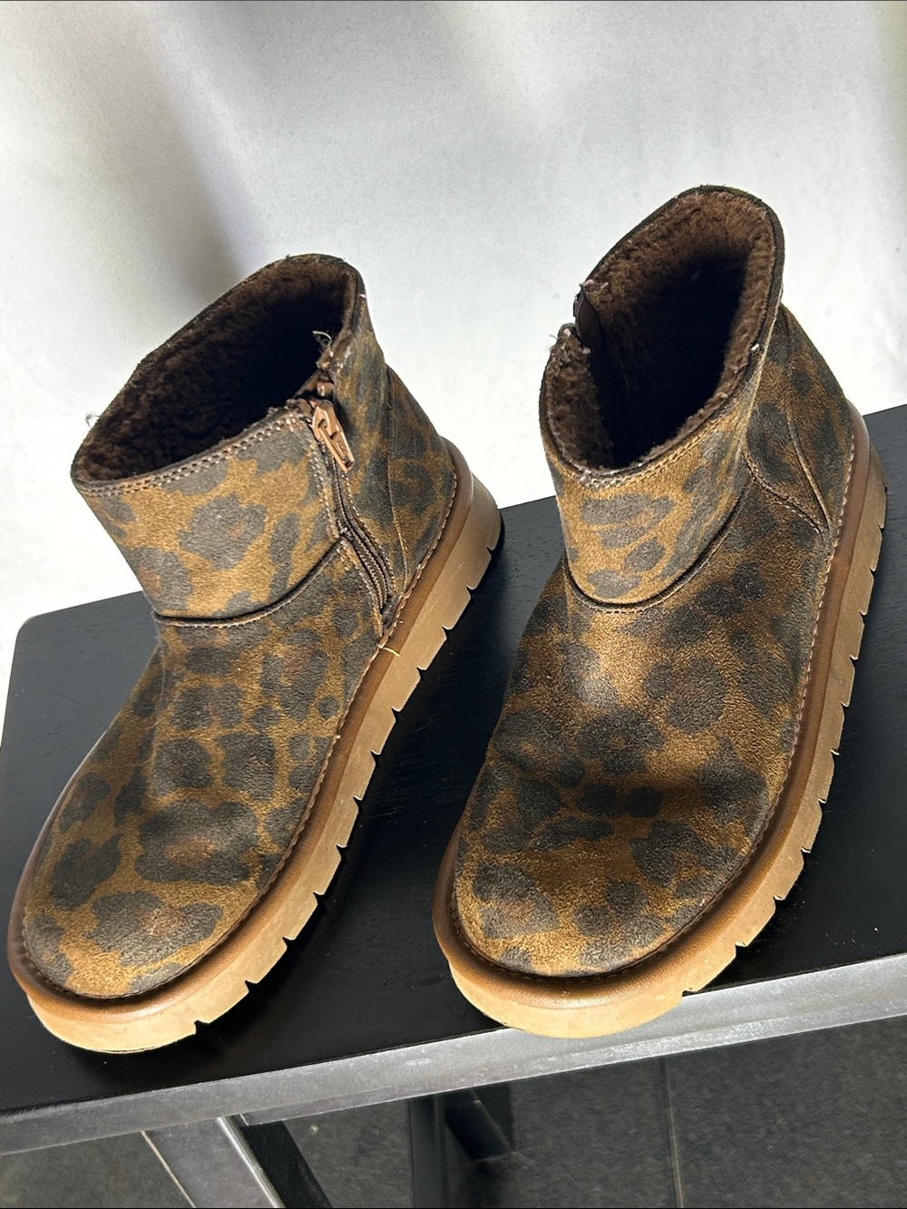 Universal Thread Kids Leopard-Print Ankle Boots - Brown/Tan